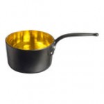 Solia Eskoffie 4.1 oz. Copper and Black Mini Plastic Sauce Pan - 84/Case