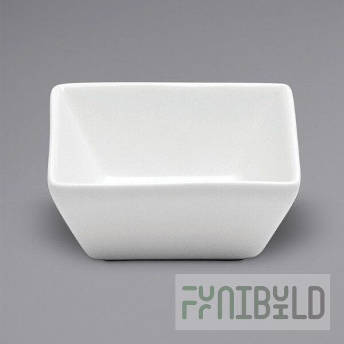 Oneida Buffalo Bright White Ware by 1880 Hospitality F8010000953 4 oz. Square Porcelain Sauce Dish - 72/Case