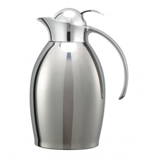 Service Ideas Nicollet 33.8 oz. Polished Stainless Steel Insulated Carafe / Server with Push Button Lid NIC10PSPB