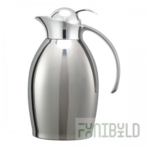 Service Ideas Nicollet 33.8 oz. Polished Stainless Steel Insulated Carafe / Server with Push Button Lid NIC10PSPB