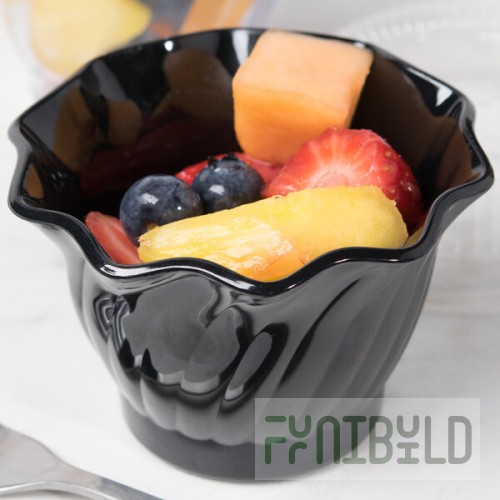 Cambro SRB5CW110 Camwear® 5 oz. Black Polycarbonate Swirl Bowl - 24/Case