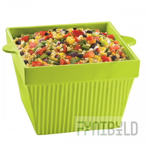 TableCraft CW1490LG 6.5 Qt. Lime Green Cast Aluminum Square Condiment Bowl