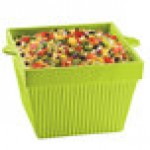 TableCraft CW1490LG 6.5 Qt. Lime Green Cast Aluminum Square Condiment Bowl