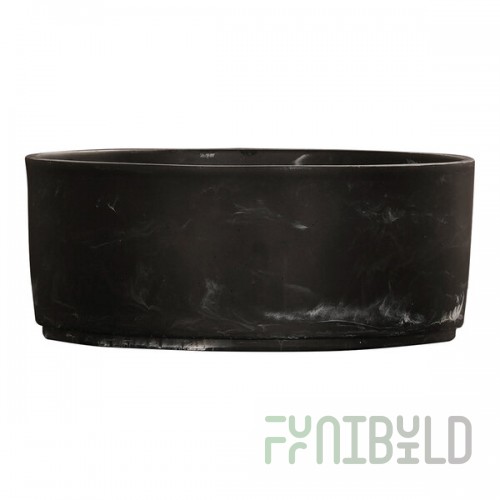 Cal-Mil 64 oz. Black Swirl Round Resin Bowl
