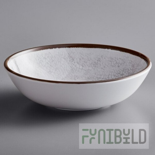 Elite Global Solutions DB8225M-W Mojave Vintage California 32 oz. White Crackle Round Melamine Bowl - 6/Case