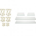 Front of the House Twist 10-Piece Matte Brass Stainless Steel Riser Set with Clear Glass Buffet Boards Front of the House Twist 10-Piece Matte Brass Stainless Steel Riser Set with Clear Glass Buffet Boards