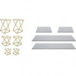 Front of the House Twist 10-Piece Matte Brass Stainless Steel Riser Set with Clear Glass Buffet Boards Front of the House Twist 10-Piece Matte Brass Stainless Steel Riser Set with Clear Glass Buffet Boards
