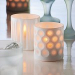 Hollowick 6207D Boutique White Dots Porcelain Votive