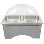 Sterno Silver Vein Fold Away Chafer with Clear Dome Cover and 2 Half Size Pans Sterno Silver Vein Fold Away Chafer with Clear Dome Cover and 2 Half Size Pans