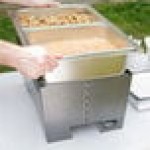 Sterno Silver Vein Fold Away Chafer with Clear Dome Cover and 2 Half Size Pans Sterno Silver Vein Fold Away Chafer with Clear Dome Cover and 2 Half Size Pans