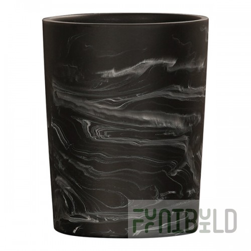 Cal-Mil 38 oz. Black Swirl Round Resin Crock / Condiment Jar