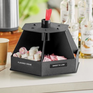 ServSense Black 6-Section Lazy Susan Countertop Condiment Organizer - 14