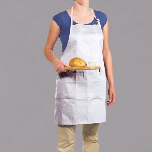 Chef Revival White Poly-Cotton Customizable Bib Apron with 1 Pocket - 30