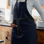 Choice Navy Blue Adjustable Bib Apron with 2 Pockets and Black Webbing Accents - 32 Choice Navy Blue Adjustable Bib Apron with 2 Pockets and Black Webbing Accents - 32