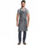 Mercer Culinary M63200DEN Metro Edge Flannery Indigo Dobby Denim Bib Apron with Adjustable Neck, Leather Towel Holder, and 3 Pockets - 34 1/4 Mercer Culinary M63200DEN Metro Edge Flannery Indigo Dobby Denim Bib Apron with Adjustable Neck, Leather Towel Holder, and 3 Pockets - 34 1/4