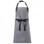 Mercer Culinary M63200DEN Metro Edge Flannery Indigo Dobby Denim Bib Apron with Adjustable Neck, Leather Towel Holder, and 3 Pockets - 34 1/4 Mercer Culinary M63200DEN Metro Edge Flannery Indigo Dobby Denim Bib Apron with Adjustable Neck, Leather Towel Holder, and 3 Pockets - 34 1/4