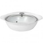 Spring USA Motif Cook & Serve 3.75 Qt. Titanium Non-Stick Round Casserole Pan with Cover 8258-8/30