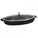 Spring USA Motif Cook & Serve 3.75 Qt. Titanium Non-Stick Round Casserole Pan with Cover 8258-8/30