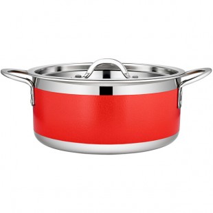 Bon Chef Country French X 4.28 Qt. Red Stainless Steel Pot - 71302-CF2-R Bon Chef Country French X 4.28 Qt. Red Stainless Steel Pot - 71302-CF2-R