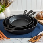 Valor 3-Piece Pre-Seasoned Cast Iron Skillet Set - Includes 8 Valor 3-Piece Pre-Seasoned Cast Iron Skillet Set - Includes 8