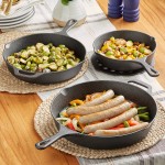 Valor 3-Piece Pre-Seasoned Cast Iron Skillet Set - Includes 8 Valor 3-Piece Pre-Seasoned Cast Iron Skillet Set - Includes 8