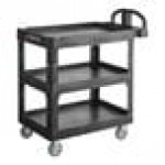 Rubbermaid® BRUTE Black Medium Lipped 3-Shelf Utility Cart with Ergonomic Handle 2196862