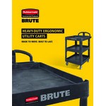 Rubbermaid® BRUTE Black Medium Lipped 3-Shelf Utility Cart with Ergonomic Handle 2196862