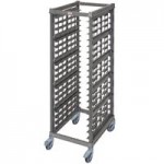 Cambro UPR1826FP20 Camshelving® Ultimate 20 Pan End Load Bun / Sheet Pan Rack with Plastic Casters - Unassembled