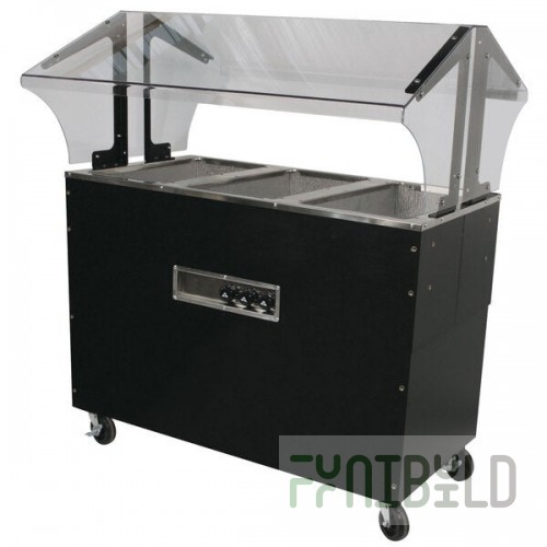 Advance Tabco B3-120-B-S-SB Enclosed Base Everyday Buffet Stainless Steel Three Pan Electric Hot Food Table with Stainless Steel Liners - Open Well - 120V