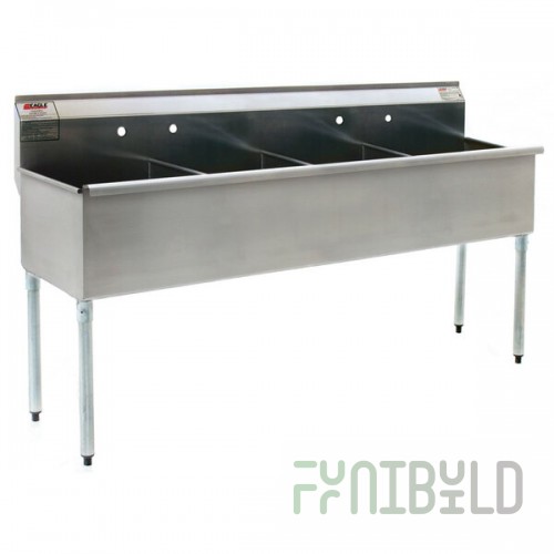 Eagle Group 2472-4-16/4 Four Compartment Stainless Steel Commercial Sink without Drainboard - 73 3/8