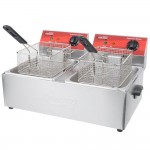 Avantco F102 20 lb. Dual Tank Electric Countertop Fryer - 120V, 3500W