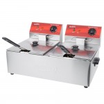 Avantco F102 20 lb. Dual Tank Electric Countertop Fryer - 120V, 3500W