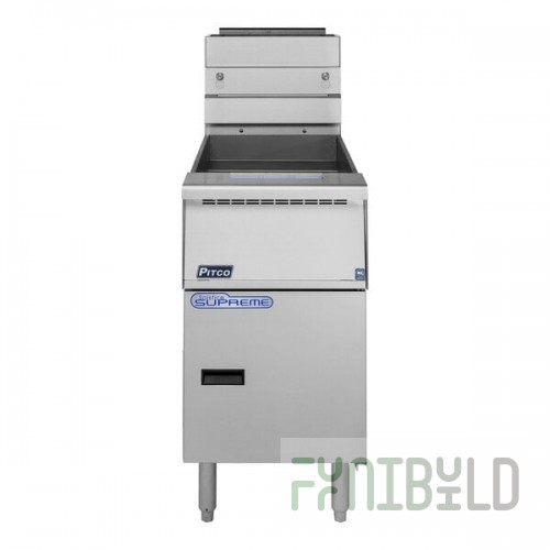 Pitco® SSH75-3FD Solofilter Solstice Supreme Natural Gas 225 lb. 3 Unit Floor Fryer with Solid State Thermostatic Controls - 315,000 BTU