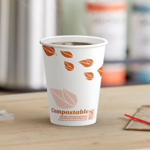 EcoChoice 12 oz. Leaf Print Compostable Paper Hot Cup - 1,000/Case