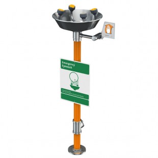Guardian Equipment G1794 WideArea Pedestal Mounted All Stainless Steel Eye and Face Wash Station with Bowl