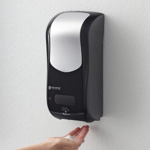 San Jamar SHF970BKSS Summit Rely Black Hybrid Automatic Foam Hand Soap and Sanitizer Dispenser - 5 1/2 San Jamar SHF970BKSS Summit Rely Black Hybrid Automatic Foam Hand Soap and Sanitizer Dispenser - 5 1/2