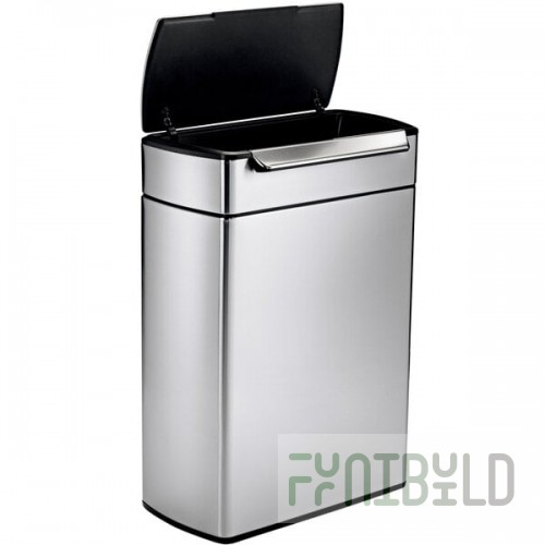 simplehuman CW2018 13 Gallon / 48 Liter Brushed Stainless Steel Dual Compartment Rectangular Touch Bar Trash and Recycling Can