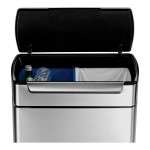 simplehuman CW2018 13 Gallon / 48 Liter Brushed Stainless Steel Dual Compartment Rectangular Touch Bar Trash and Recycling Can