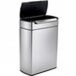 simplehuman CW2018 13 Gallon / 48 Liter Brushed Stainless Steel Dual Compartment Rectangular Touch Bar Trash and Recycling Can