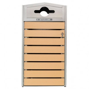 Commercial Zone 736672 WoodView 42 Gallon Double-Sided Square Recycling Bin with Dome Lid Top