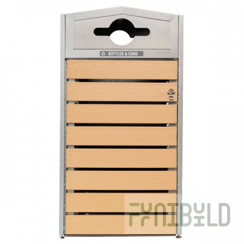 Commercial Zone 736672 WoodView 42 Gallon Double-Sided Square Recycling Bin with Dome Lid Top