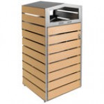 Commercial Zone 736672 WoodView 42 Gallon Double-Sided Square Recycling Bin with Dome Lid Top Commercial Zone 736672 WoodView 42 Gallon Double-Sided Square Recycling Bin with Dome Lid Top