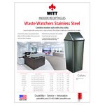 Witt Industries 1311HTSS 13 Gallon Stainless Steel Decorative Trash Can with Swing Top Lid