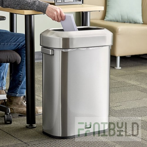 Rubbermaid® Refine 2147581 15 Gallon Stainless Steel Slim Trash Can