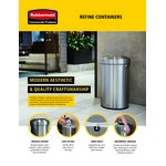 Rubbermaid® Refine 2147581 15 Gallon Stainless Steel Slim Trash Can