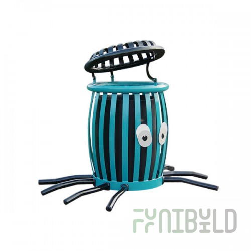 Paris Site Furnishings Creature Cans 34 Gallon Octopus Steel Trash Can