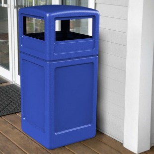 Commercial Zone 73290499 PolyTec 42 Gallon Square Blue Trash Can and Dome Lid Set