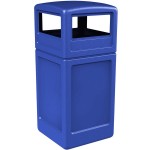 Commercial Zone 73290499 PolyTec 42 Gallon Square Blue Trash Can and Dome Lid Set Commercial Zone 73290499 PolyTec 42 Gallon Square Blue Trash Can and Dome Lid Set