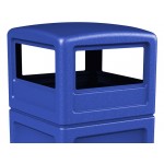 Commercial Zone 73290499 PolyTec 42 Gallon Square Blue Trash Can and Dome Lid Set Commercial Zone 73290499 PolyTec 42 Gallon Square Blue Trash Can and Dome Lid Set