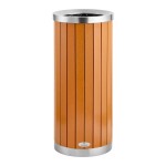 Lancaster Table & Seating 13.5 Gallon Steel / Wood Composite Round Decorative Outdoor Trash Can with Open Lid Lancaster Table & Seating 13.5 Gallon Steel / Wood Composite Round Decorative Outdoor Trash Can with Open Lid